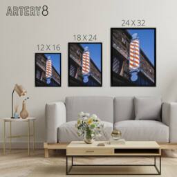 "Artery8 Retro Barber Shop Sign Photograph Margolies Framed Canvas Wall Art - Size: W12"" x H16""" - thumbnail 4