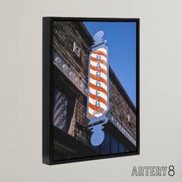 "Artery8 Retro Barber Shop Sign Photograph Margolies Framed Canvas Wall Art - Size: W12"" x H16""" - thumbnail 2