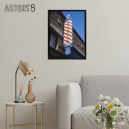 "Artery8 Retro Barber Shop Sign Photograph Margolies Framed Canvas Wall Art - Size: W12"" x H16""" - thumbnail 3