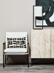 Orsina White Fabric Dining Chair with Straight Legs, Fabric Upholstered Dining Room Chair, Accent Arm Chair - thumbnail 2