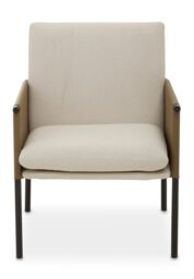 Orsina White Fabric Dining Chair with Straight Legs, Fabric Upholstered Dining Room Chair, Accent Arm Chair