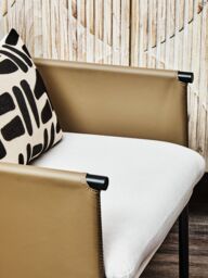 Orsina White Fabric Dining Chair with Straight Legs, Fabric Upholstered Dining Room Chair, Accent Arm Chair - thumbnail 3