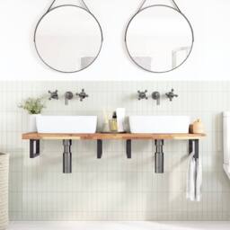 Berkfield Home Versatile Bathroom Vanity Top Untreated 160x40x4 cm Solid Wood Acacia in Brown - Size: 160 x 40 x 4 cm - thumbnail 3