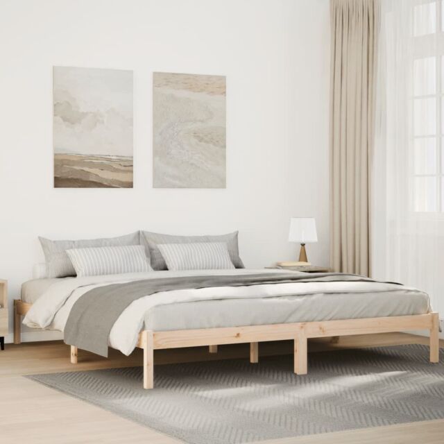 Berkfield Home Extra Long Bed Frame without Mattress 180x220 cm Solid Wood Pine in Brown - image 1