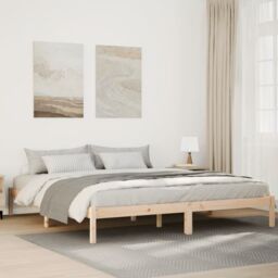 Berkfield Home Extra Long Bed Frame without Mattress 180x220 cm Solid Wood Pine in Brown - thumbnail 1