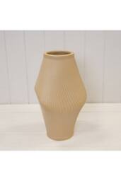 KDMD Modern Tan Sculptural Ribbed Vase - thumbnail 3