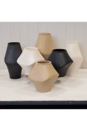 KDMD Modern Tan Sculptural Ribbed Vase - thumbnail 4