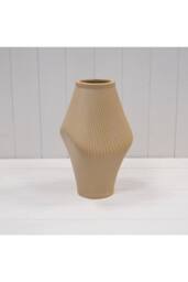 KDMD Modern Tan Sculptural Ribbed Vase - thumbnail 1