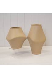 KDMD Modern Tan Sculptural Ribbed Vase - thumbnail 5