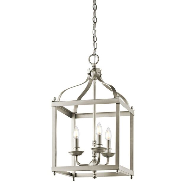 Loops 3 Bulb Ceiling Pendant Light Fitting Brushed Nickel LED E14 60W Bulb in Metallics - image 1
