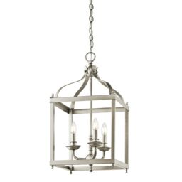 Loops 3 Bulb Ceiling Pendant Light Fitting Brushed Nickel LED E14 60W Bulb in Metallics - thumbnail 1