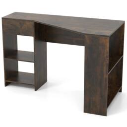 VOGREX Brown L-Shaped Compact Corner Computer Desk with Storage - thumbnail 1