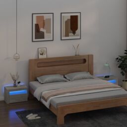 Berkfield Home Bedside Cabinets 2 pcs with LEDs Concrete Grey 60x35x40 cm - Size: 60 x 35 x 40 cm - thumbnail 1