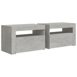 Berkfield Home Bedside Cabinets 2 pcs with LEDs Concrete Grey 60x35x40 cm - Size: 60 x 35 x 40 cm - thumbnail 3