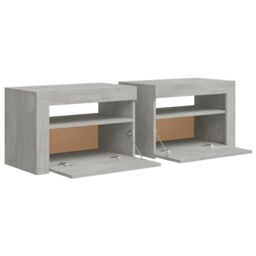 Berkfield Home Bedside Cabinets 2 pcs with LEDs Concrete Grey 60x35x40 cm - Size: 60 x 35 x 40 cm - thumbnail 5