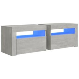 Berkfield Home Bedside Cabinets 2 pcs with LEDs Concrete Grey 60x35x40 cm - Size: 60 x 35 x 40 cm - thumbnail 2