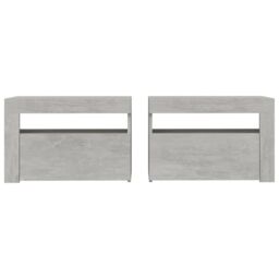 Berkfield Home Bedside Cabinets 2 pcs with LEDs Concrete Grey 60x35x40 cm - Size: 60 x 35 x 40 cm - thumbnail 4