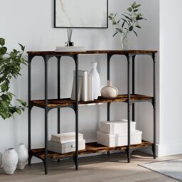 Berkfield Home Console Table Smoked Oak 102x35x90 cm Engineered Wood in Brown - Size: 102 x 35 x 90 cm - thumbnail 1