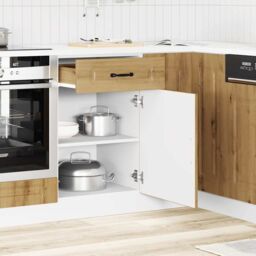Berkfield Home Kitchen Base Cabinet Kalmar Artisan Oak Engineered Wood in Brown - thumbnail 3