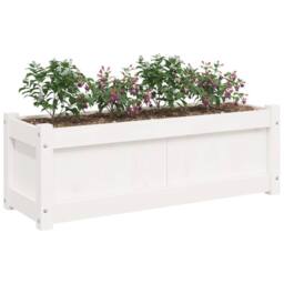 Berkfield Home Beautiful Garden Planter White 90x31x31 cm Solid Wood Pine - Size: 90 x 31 x 31 cm - thumbnail 4