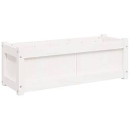 Berkfield Home Beautiful Garden Planter White 90x31x31 cm Solid Wood Pine - Size: 90 x 31 x 31 cm - thumbnail 7