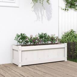 Berkfield Home Beautiful Garden Planter White 90x31x31 cm Solid Wood Pine - Size: 90 x 31 x 31 cm - thumbnail 2