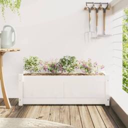 Berkfield Home Beautiful Garden Planter White 90x31x31 cm Solid Wood Pine - Size: 90 x 31 x 31 cm