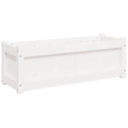 Berkfield Home Beautiful Garden Planter White 90x31x31 cm Solid Wood Pine - Size: 90 x 31 x 31 cm - thumbnail 3