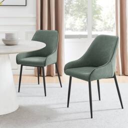FurnitureboxUK Penrose Oak Effect Round Dining Table & 4 Beaumont Chairs in Green - thumbnail 8