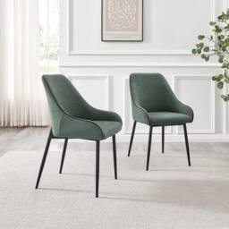 FurnitureboxUK Penrose Oak Effect Round Dining Table & 4 Beaumont Chairs in Green - thumbnail 9