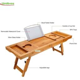 EONLION Extendable Bamboo Bath Tray Spa Home Bathtub Bridge in Brown - Size: 180 cm width x 180 cm drop - thumbnail 3