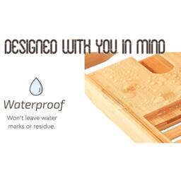 EONLION Extendable Bamboo Bath Tray Spa Home Bathtub Bridge in Brown - Size: 180 cm width x 180 cm drop - thumbnail 5