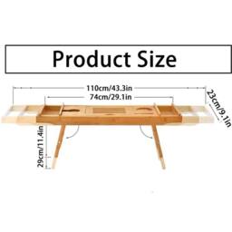 EONLION Extendable Bamboo Bath Tray Spa Home Bathtub Bridge in Brown - Size: 180 cm width x 180 cm drop - thumbnail 2