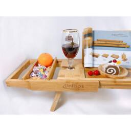 EONLION Extendable Bamboo Bath Tray Spa Home Bathtub Bridge in Brown - Size: 180 cm width x 180 cm drop - thumbnail 4