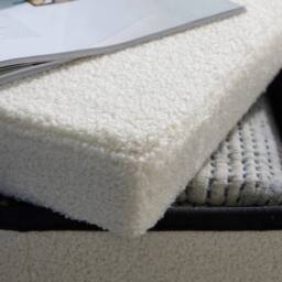 FORGEVIO Folding Ottoman Chest Cream Fabric Solid Storage Square Box in White - thumbnail 3