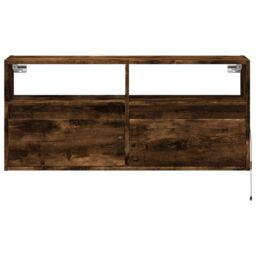 Berkfield Home TV Wall Cabinet with LED Lights Smoked Oak 100x31x45 cm in Brown - Size: 100 x 31 x 45 cm - thumbnail 6