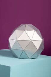 Orsina Silver Finish Table Lamp, Gold Inner Shade Table Light For Living Room, Durable Geometric Lamp - thumbnail 2