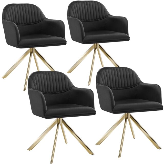 tectake Armchair Lona Set Of 4 - Black/Black in Black - Size: 4 Pack - image 1