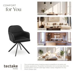 tectake Armchair Lona Set Of 4 - Black/Black in Black - Size: 4 Pack - thumbnail 7