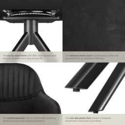 tectake Armchair Lona Set Of 4 - Black/Black in Black - Size: 4 Pack - thumbnail 5
