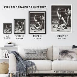 "Artery8 George Bellows Counted Out Second Stone Boxing Wall Art Print in Grey - Size: W12"" x H16""" - thumbnail 3