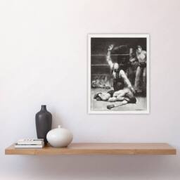 "Artery8 George Bellows Counted Out Second Stone Boxing Wall Art Print in Grey - Size: W12"" x H16""" - thumbnail 4