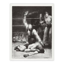 "Artery8 George Bellows Counted Out Second Stone Boxing Wall Art Print in Grey - Size: W12"" x H16""" - thumbnail 1