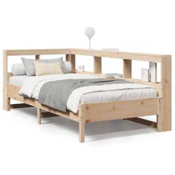 Berkfield Home Decorative Bookcase Bed without Mattress 75x190 cm Solid Wood Pine in Light Tan - thumbnail 3