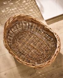 Dibor Traditional Style Hobas Two Tone Boat Fireplace Log Storage Basket - Medium in Natural - thumbnail 3