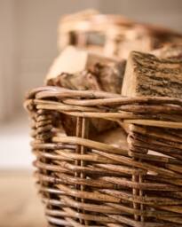 Dibor Traditional Style Hobas Two Tone Boat Fireplace Log Storage Basket - Medium in Natural - thumbnail 5