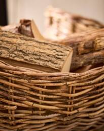 Dibor Traditional Style Hobas Two Tone Boat Fireplace Log Storage Basket - Medium in Natural - thumbnail 4
