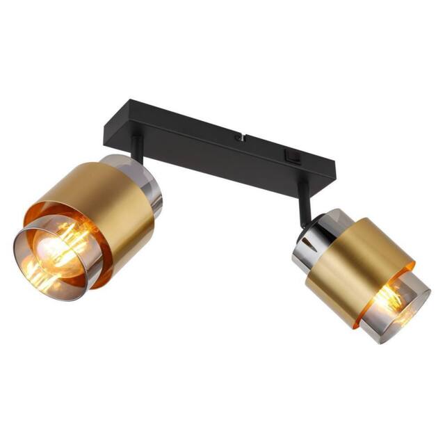 Netlighting Milley Twin Ceiling Spotlight Matt Black Smoke Glass Shade 2x E27 - image 1