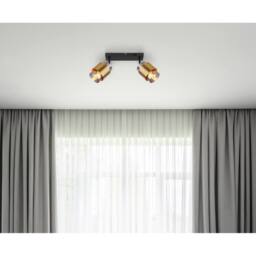 Netlighting Milley Twin Ceiling Spotlight Matt Black Smoke Glass Shade 2x E27 - thumbnail 6