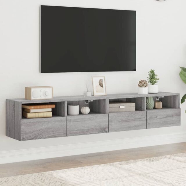 Berkfield Home TV Wall Cabinets 2 pcs Grey Sonoma 80x30x30 cm Engineered Wood - Size: 80 x 30 x 30 cm - image 1